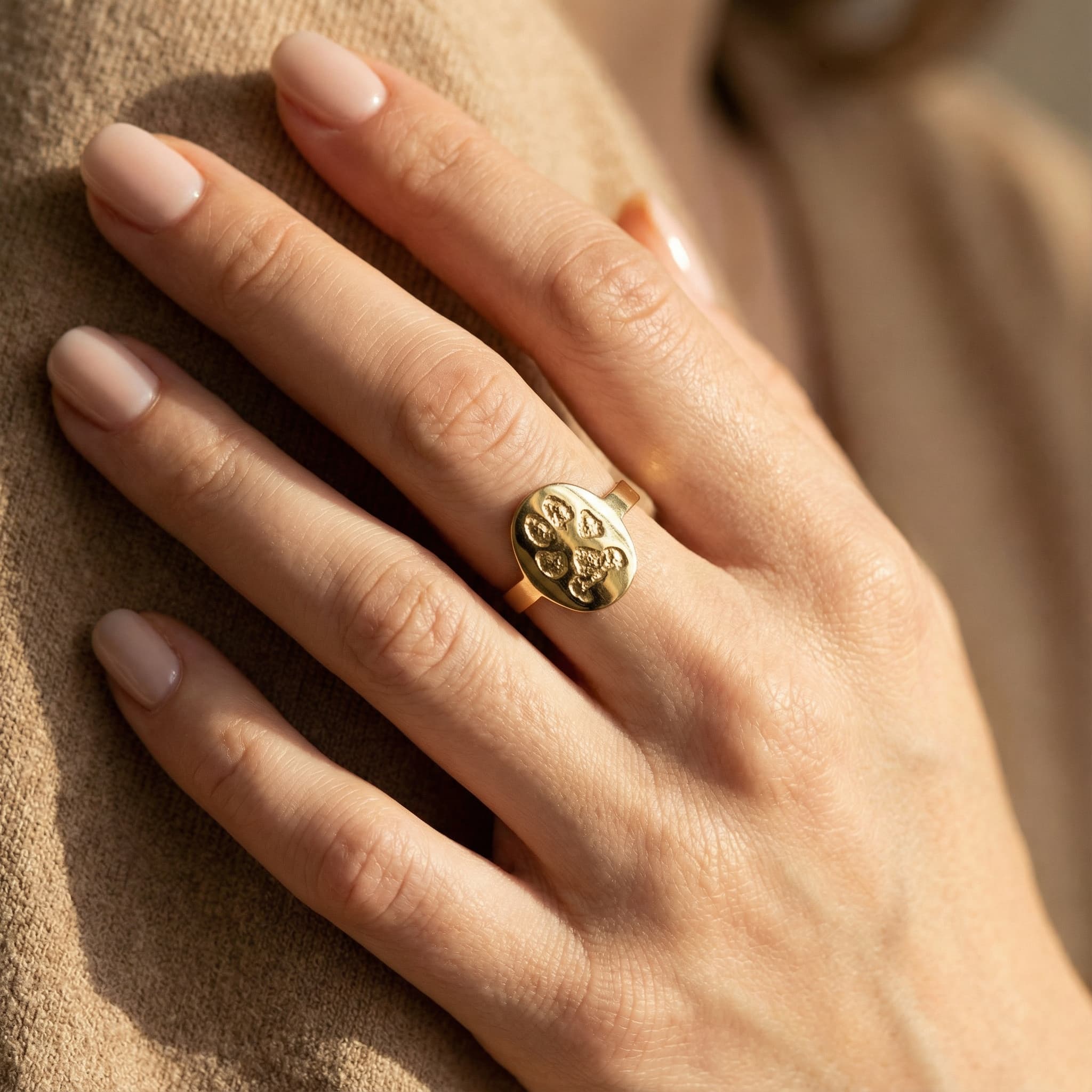 Kedi Pati İzli 925 Ayar Gümüş Yüzük